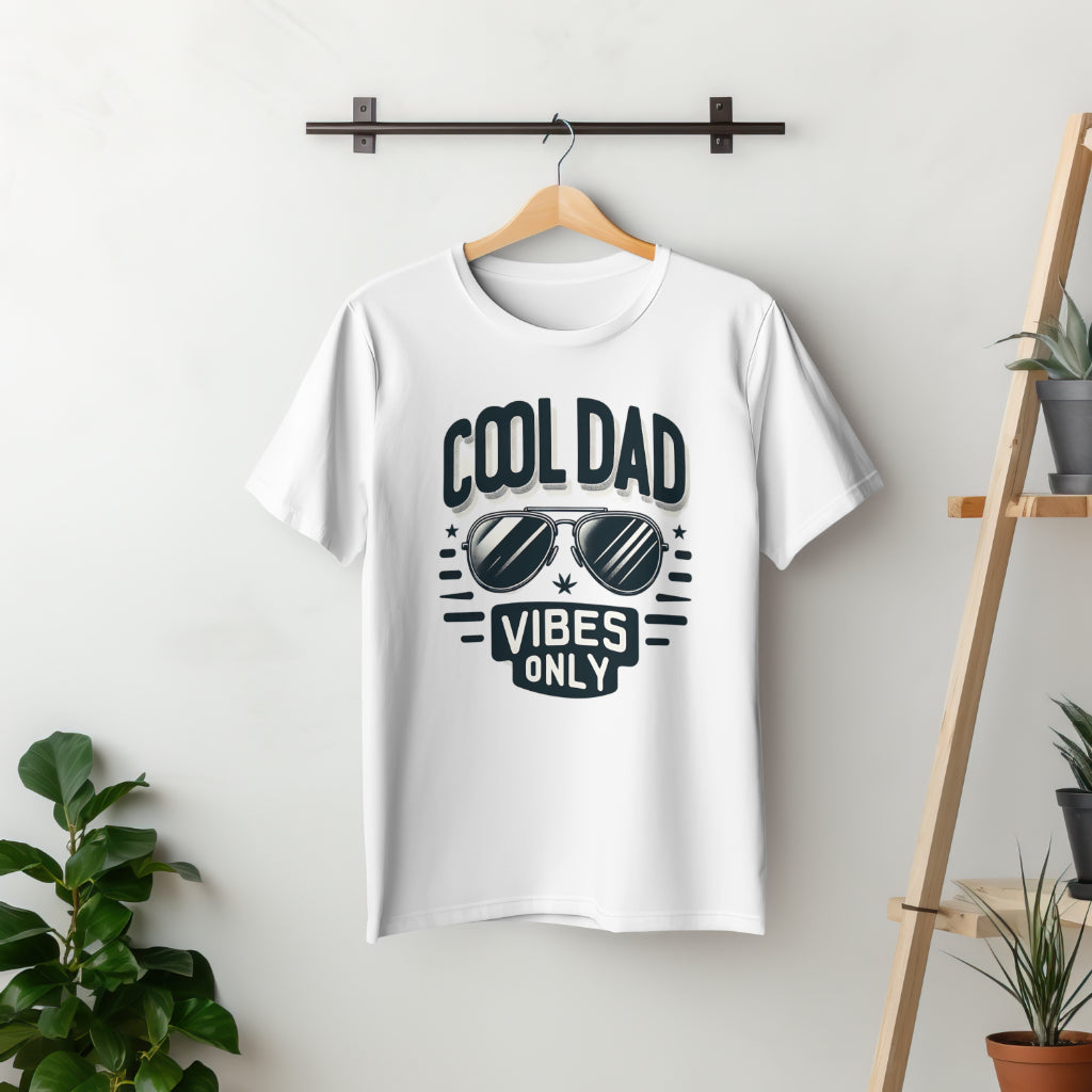 Cool Dad Vibes Only' Shirt with Sunglasses Graphic | Father's Day Gift Idea | Trendy Apparel for Stylish Dads | Crewneck T-shirt